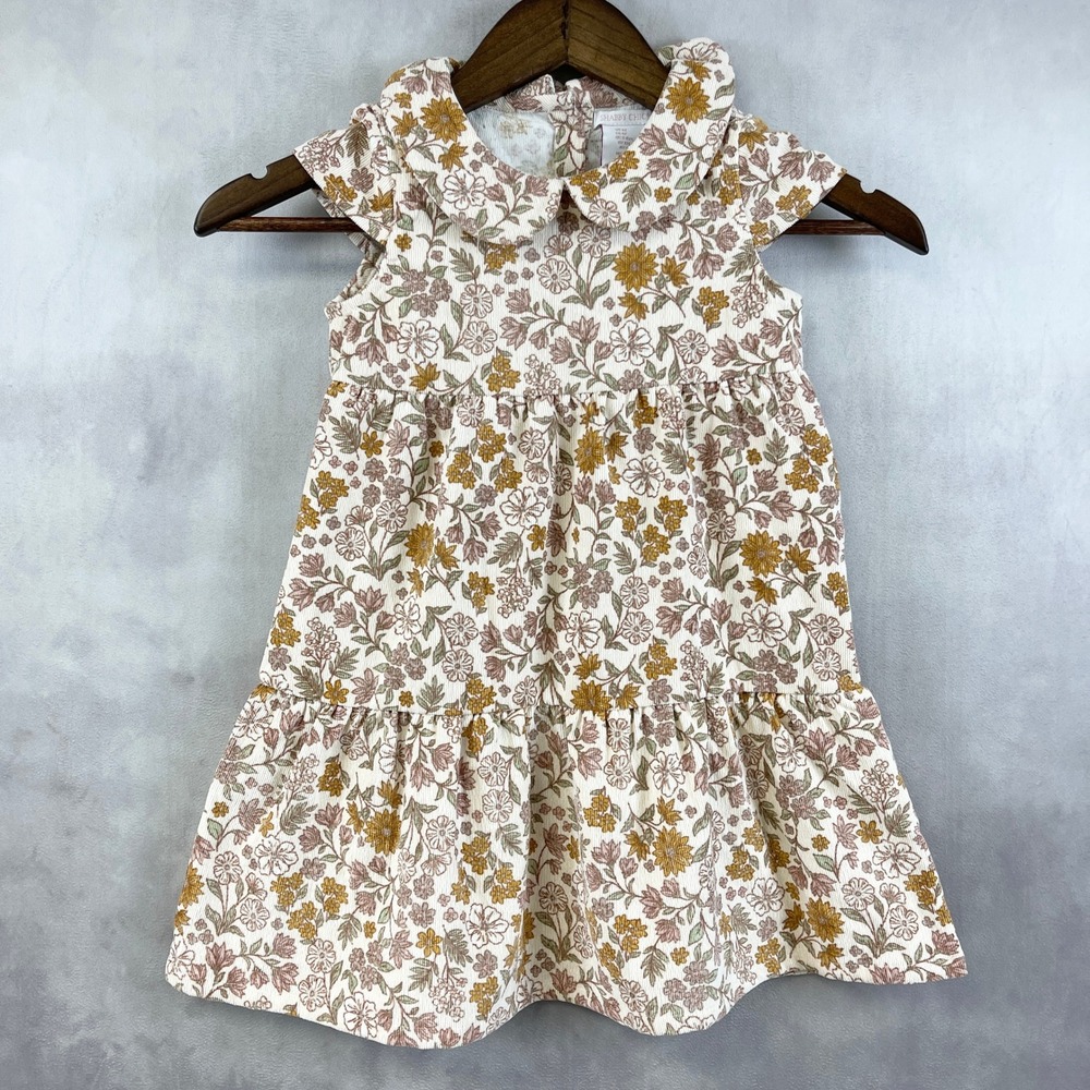Shabby Chic Girls Dress 4T Floral‎ Corduroy Vintage Cottagecore Boho Fall